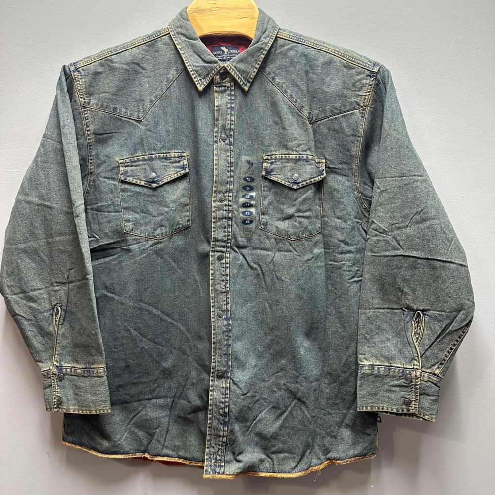 Moose Creek Men's Insulated Denim Shirt Jacket Western Quilted Lined XL